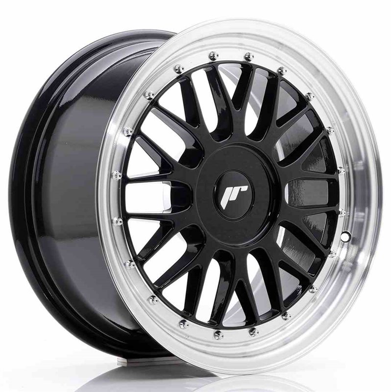 JR Wheels JR23 17x8 ET20-45 BLANK Gloss Black w/Machined Lip