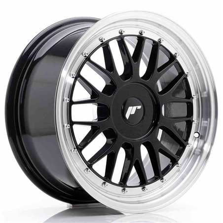 JR Wheels JR23 17x8 ET20-45 BLANK Gloss Black w/Machined Lip