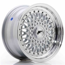 JR Wheels JR9 15x7 ET20 4x100/108 Silver w/Machined Lip+Silver Rivets