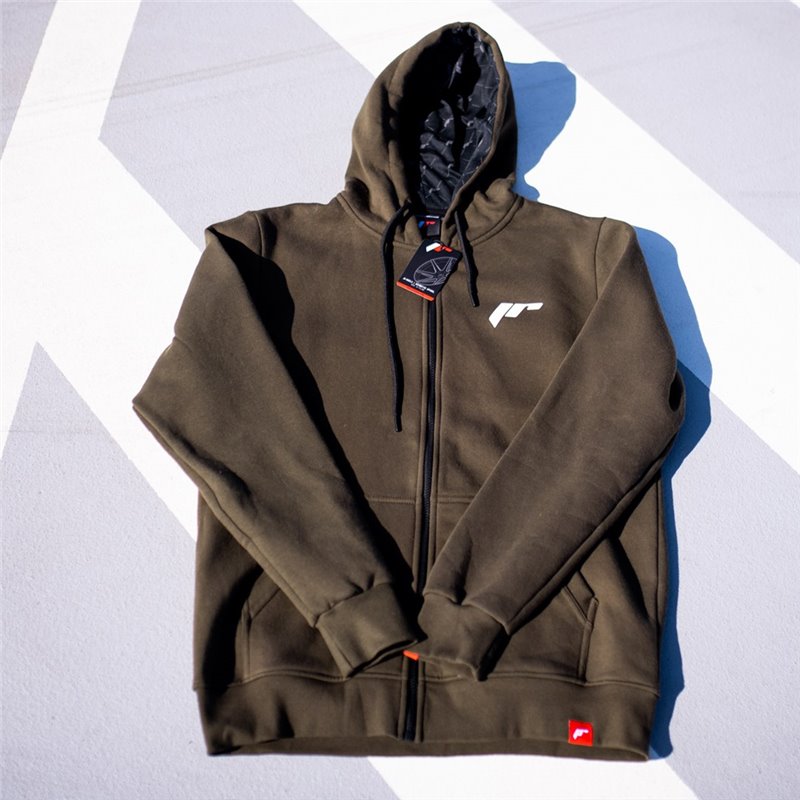 JR Unisex Zip Hoodie Logo Dark Olive Taille L