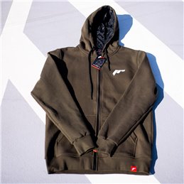 JR Unisex Zip Hoodie Logo Dark Olive Taille XS